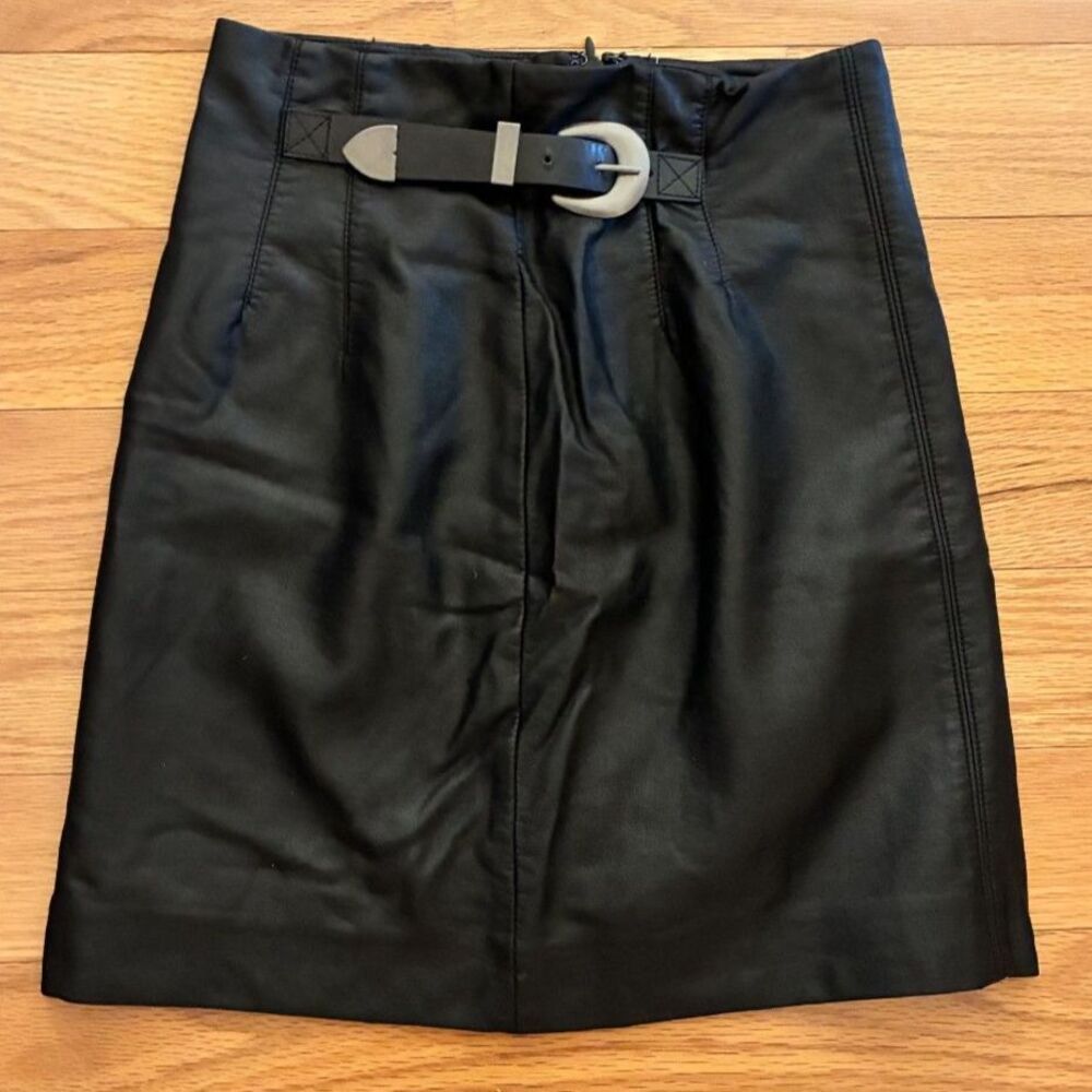 NWT Free People Faux Leather Skirt with Black Buckle Belt Detail